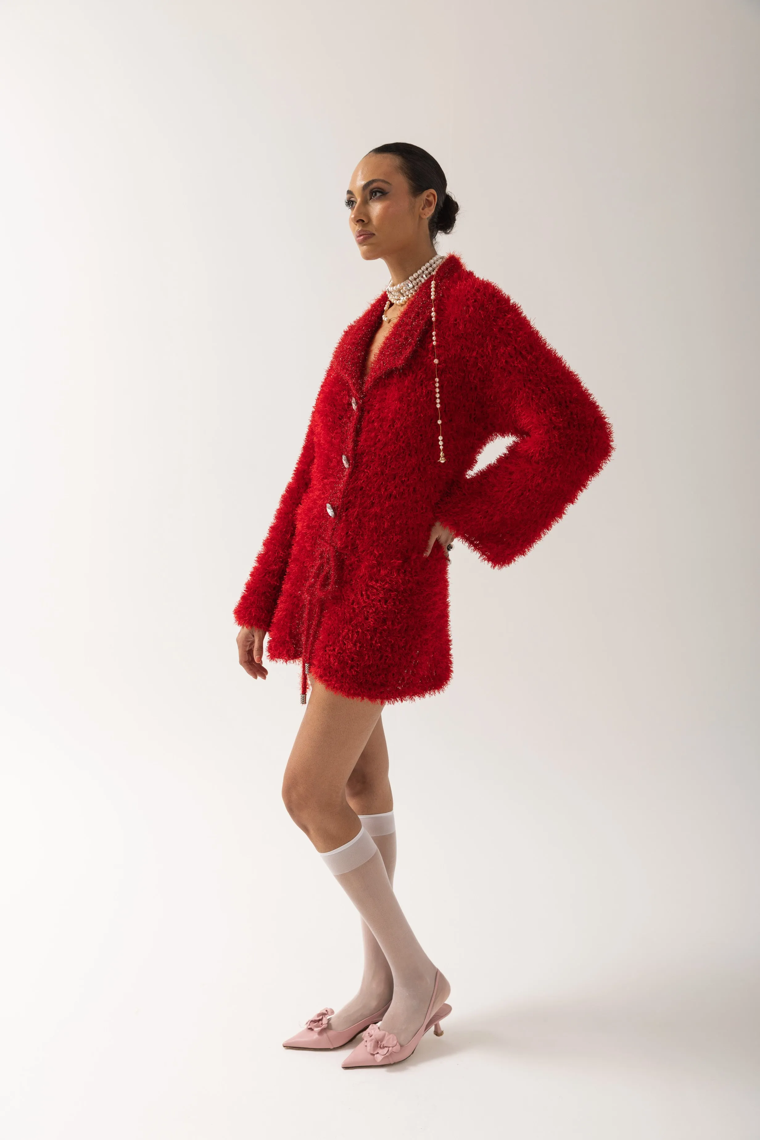 Red Monroe Handmade Knit Cardigan-Dress