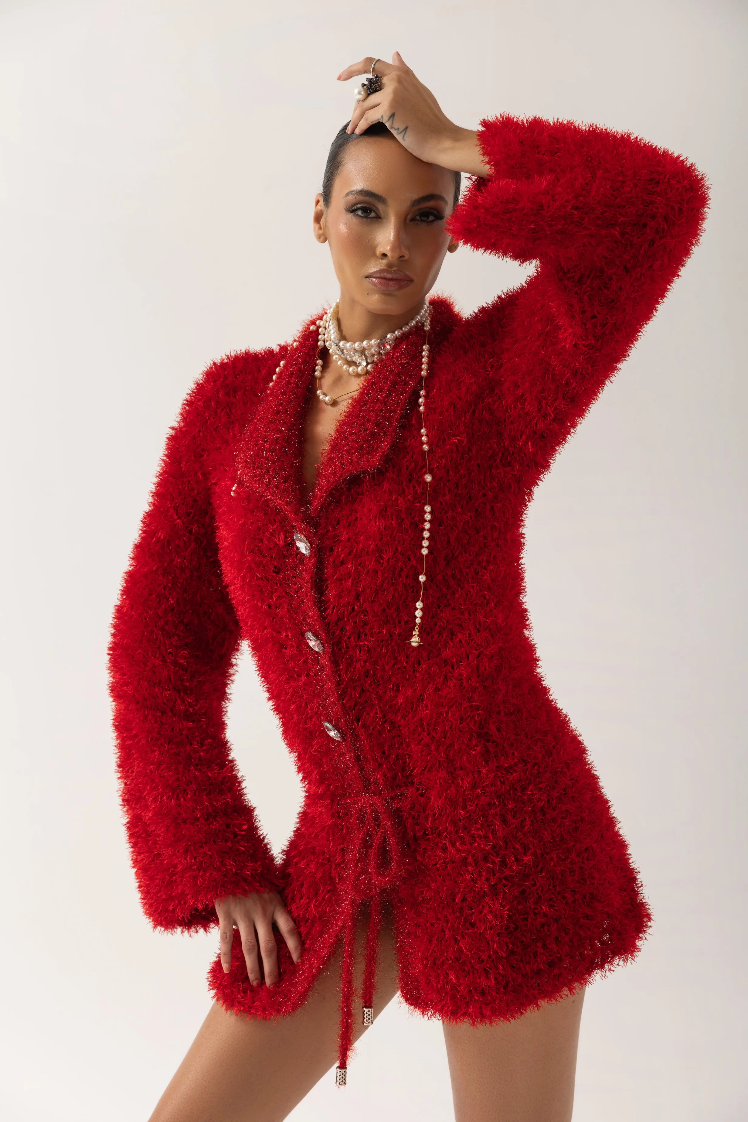 Red Monroe Handmade Knit Cardigan-Dress