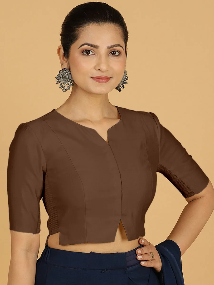 Rekha x Rozaana | Long Saree Blouse in Walnut Brown