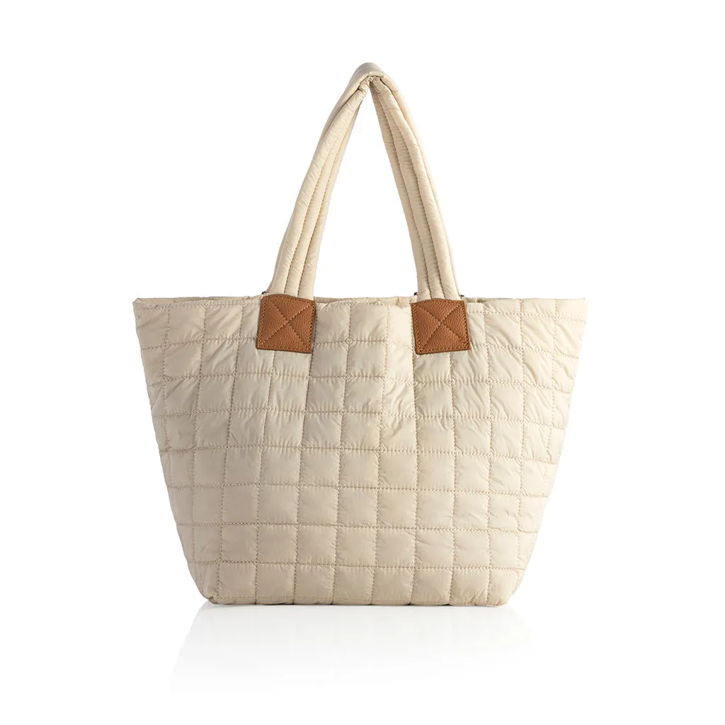 Shiraleah Ezra Quilted Nylon Tote, Ivory