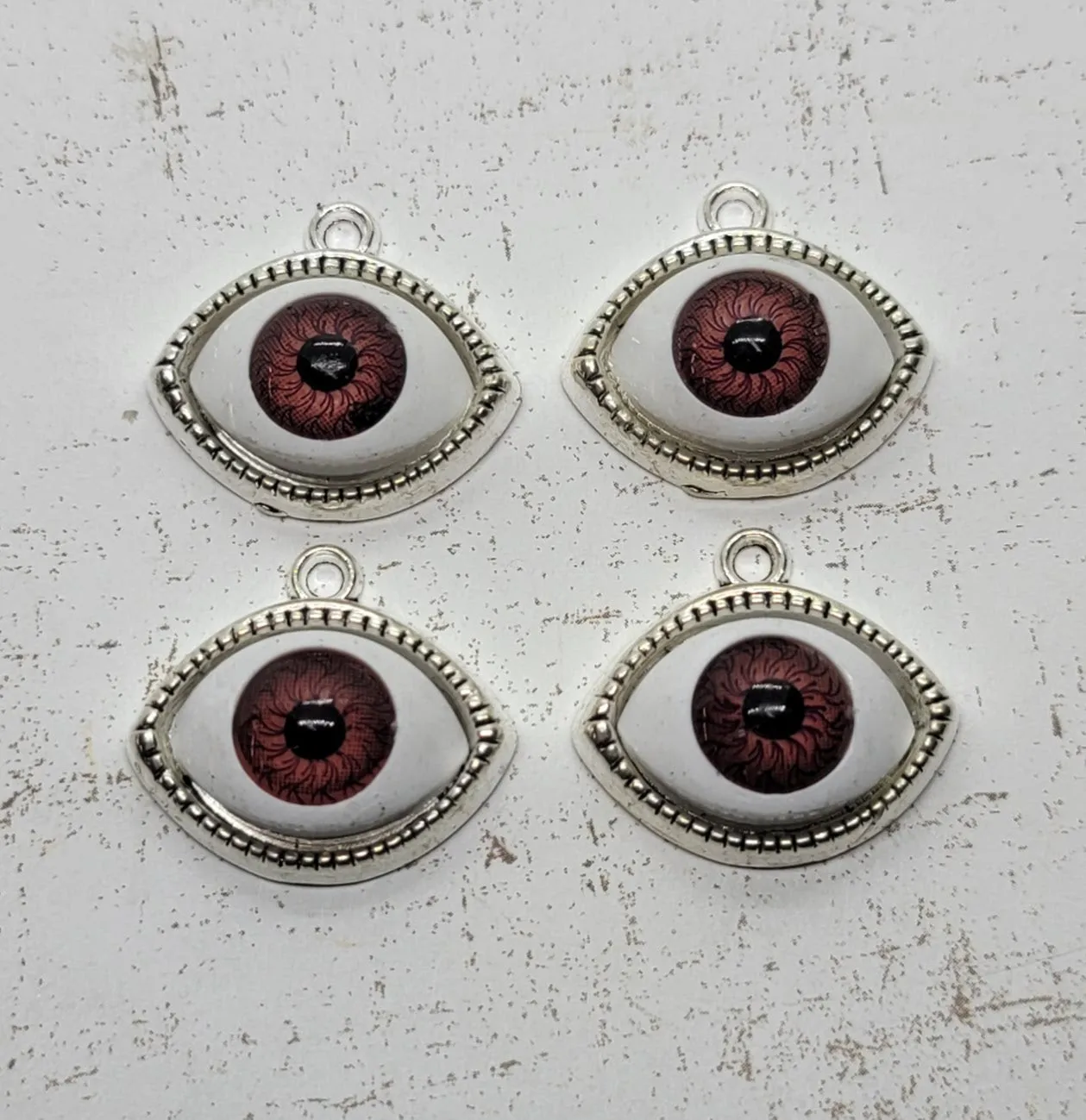 Silver Anatomical Brown Eye Charms (4) - L1334