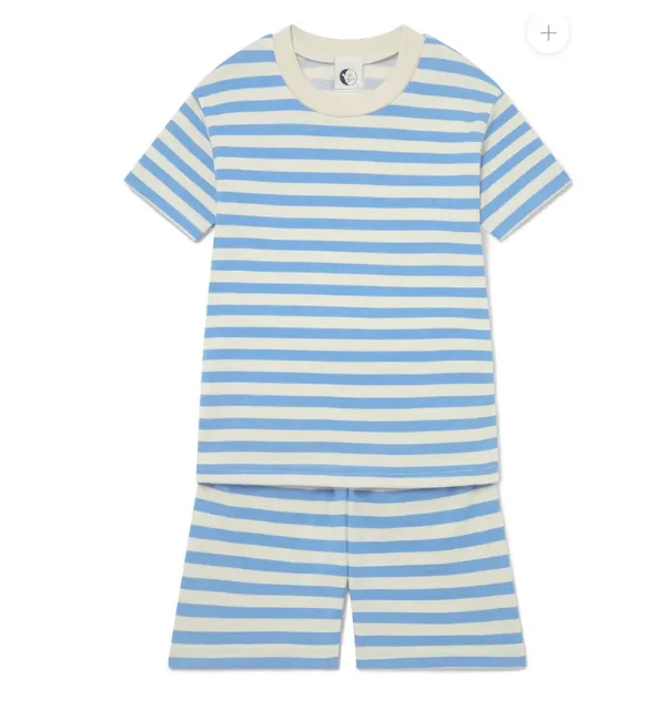 Sleepy Doe Organic Short Sleeve Kids Classic Set French Blue Stripe