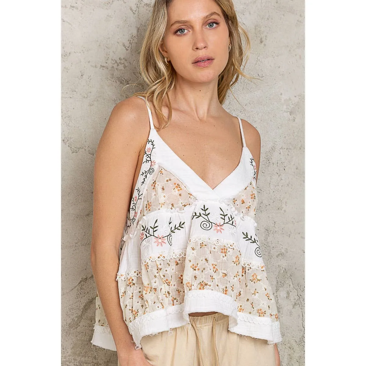 Sleeveless Embroidered Top