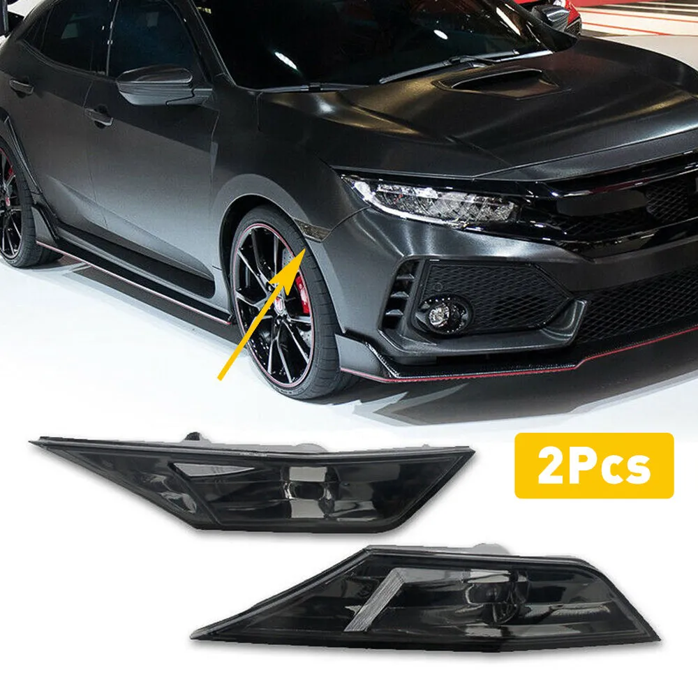 Smoke LED Side Marker Lights Switchback For 16-21 Honda Civic