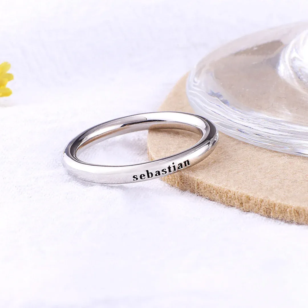 Sterling Silver Stamped Stackable Name Ring