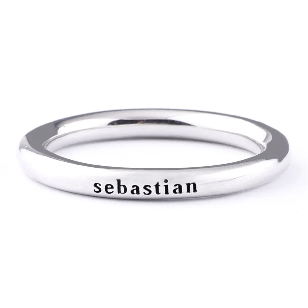 Sterling Silver Stamped Stackable Name Ring