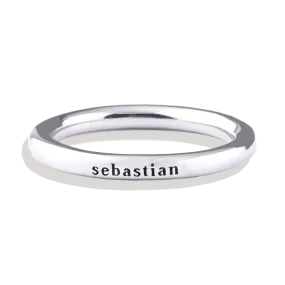 Sterling Silver Stamped Stackable Name Ring