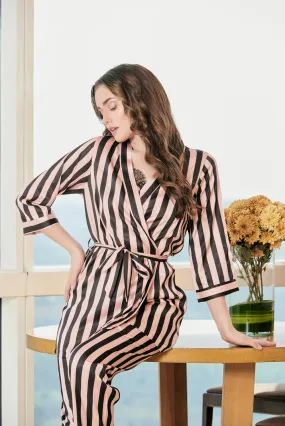 Stripe Satin Night suit with Robe