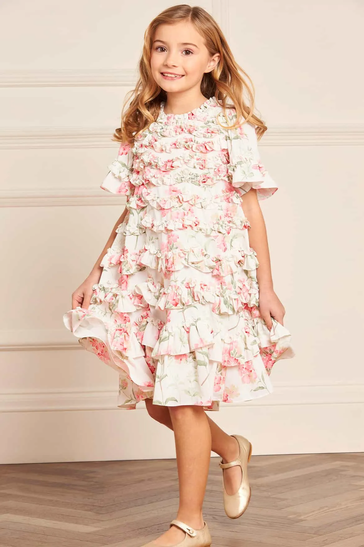 Summer Posy Crepe Short Sleeve Kids Dress