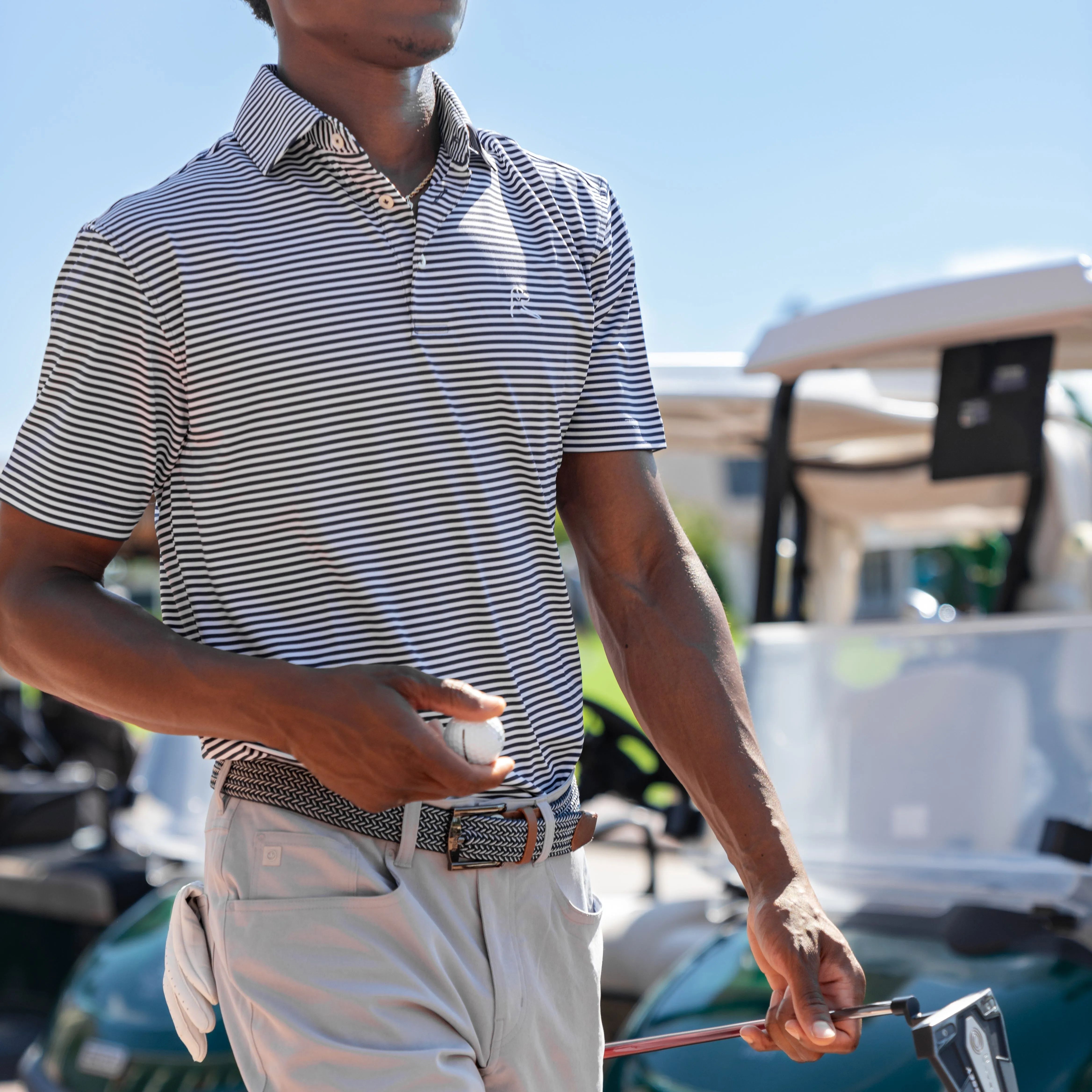 The Birdie Stripe | Performance Polo | The Birdie Stripe - Fleet Navy/White