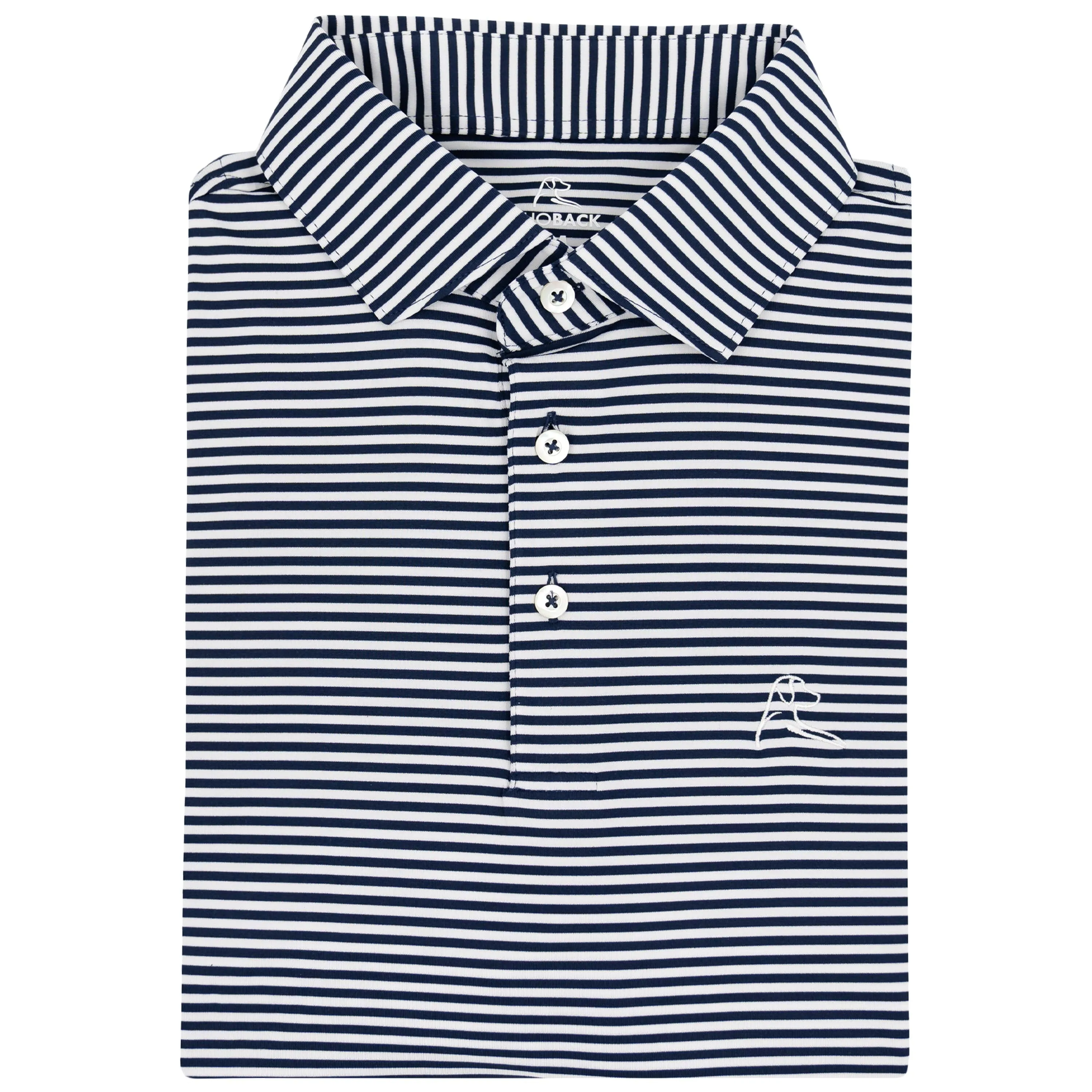 The Birdie Stripe | Performance Polo | The Birdie Stripe - Fleet Navy/White