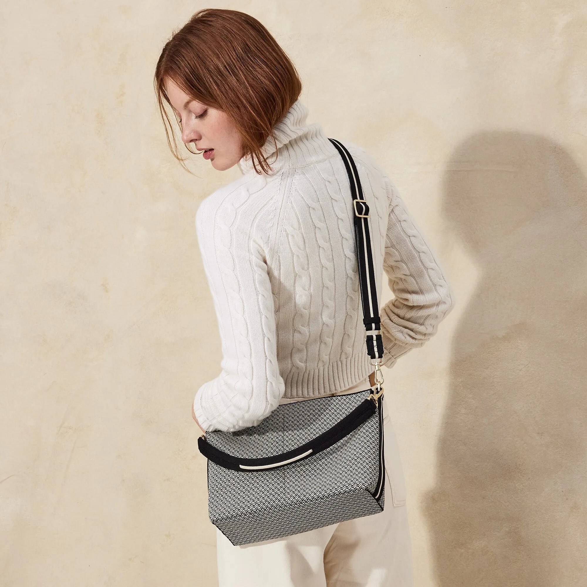 The Daily Crossbody - Black Mist Herringbone