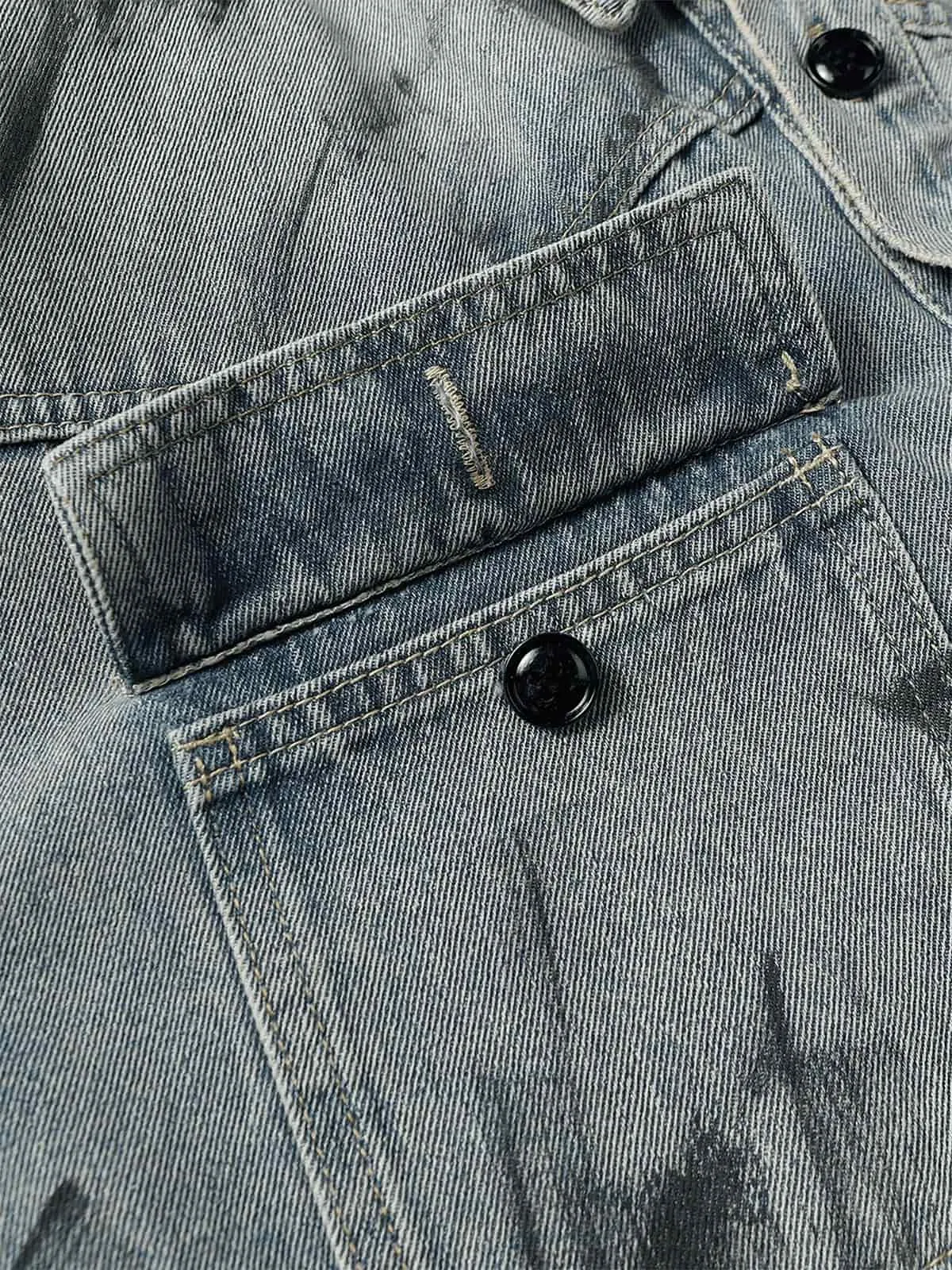 Thesupermade American Street Style Washed Denim Shirt