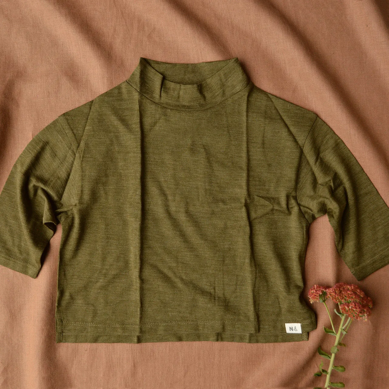 Turtleneck Longsleeve Top - 100% Organic Merino - Herb (5-6y) *Last One!