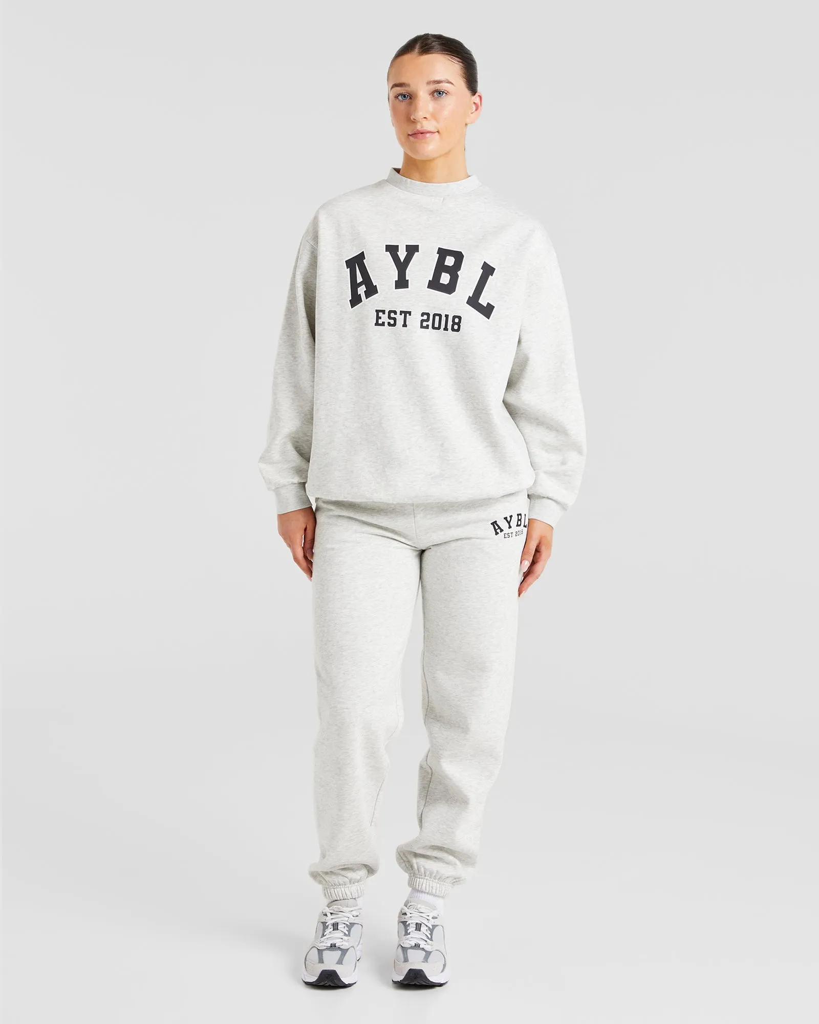 Varsity Graphic Oversized Sweatshirt - Grey Marl