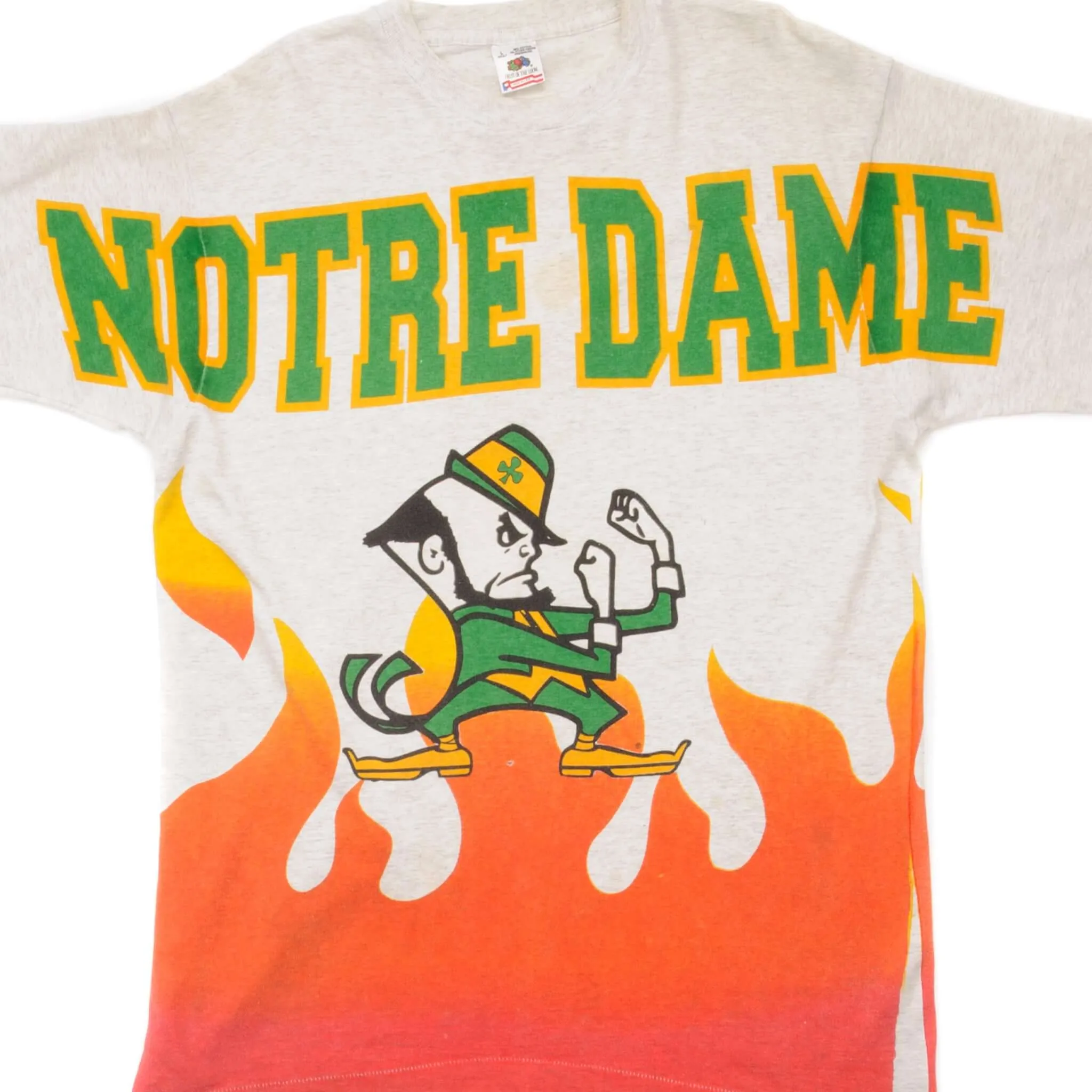 VINTAGE ALL OVER PRINT UNIVERSITY OF NOTRE DAME TEE SHIRT 90s SIZE LARGE MADE IN USA