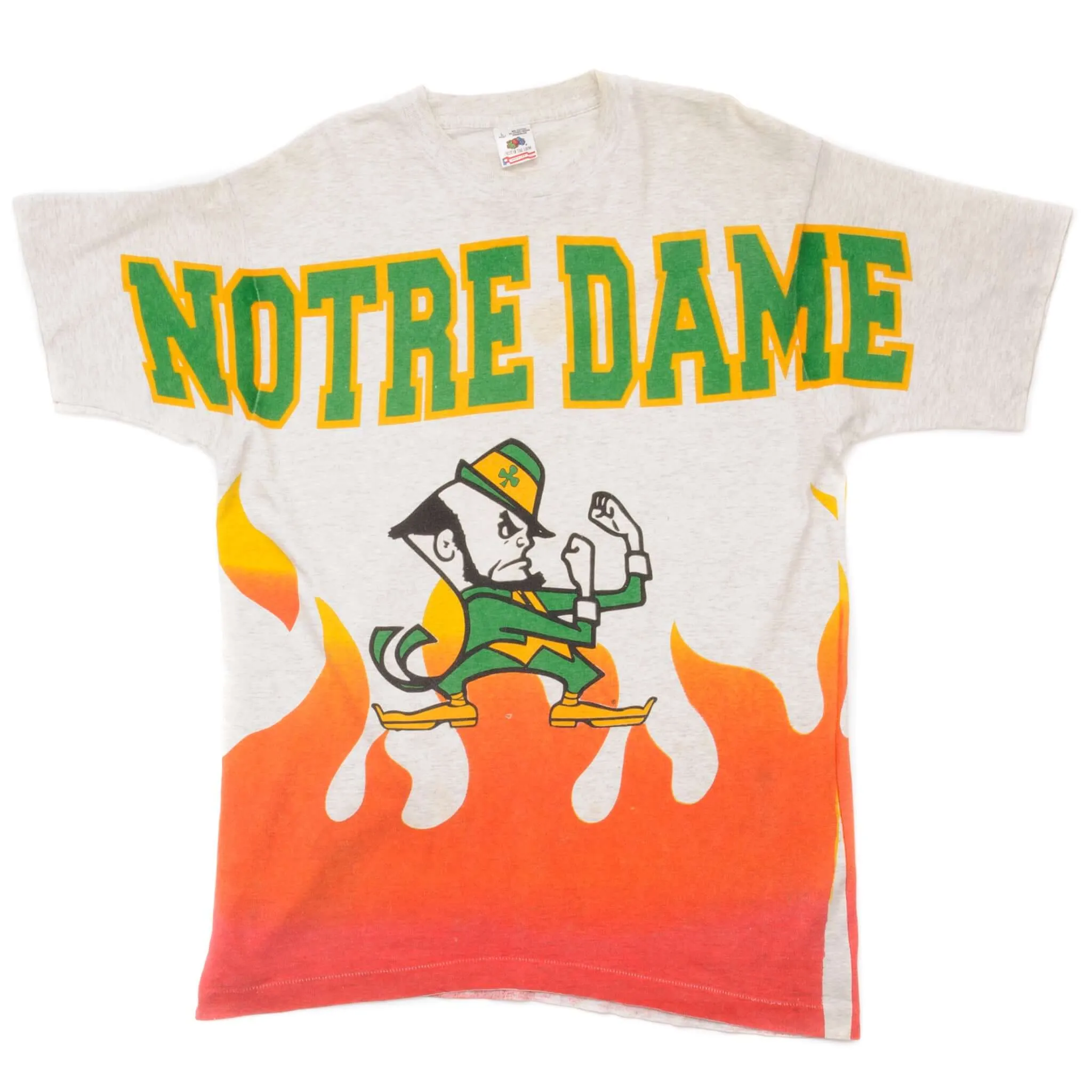 VINTAGE ALL OVER PRINT UNIVERSITY OF NOTRE DAME TEE SHIRT 90s SIZE LARGE MADE IN USA