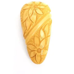 Vintage Antique Bakelite Dress Clip Huge Carved Yellow 1920s