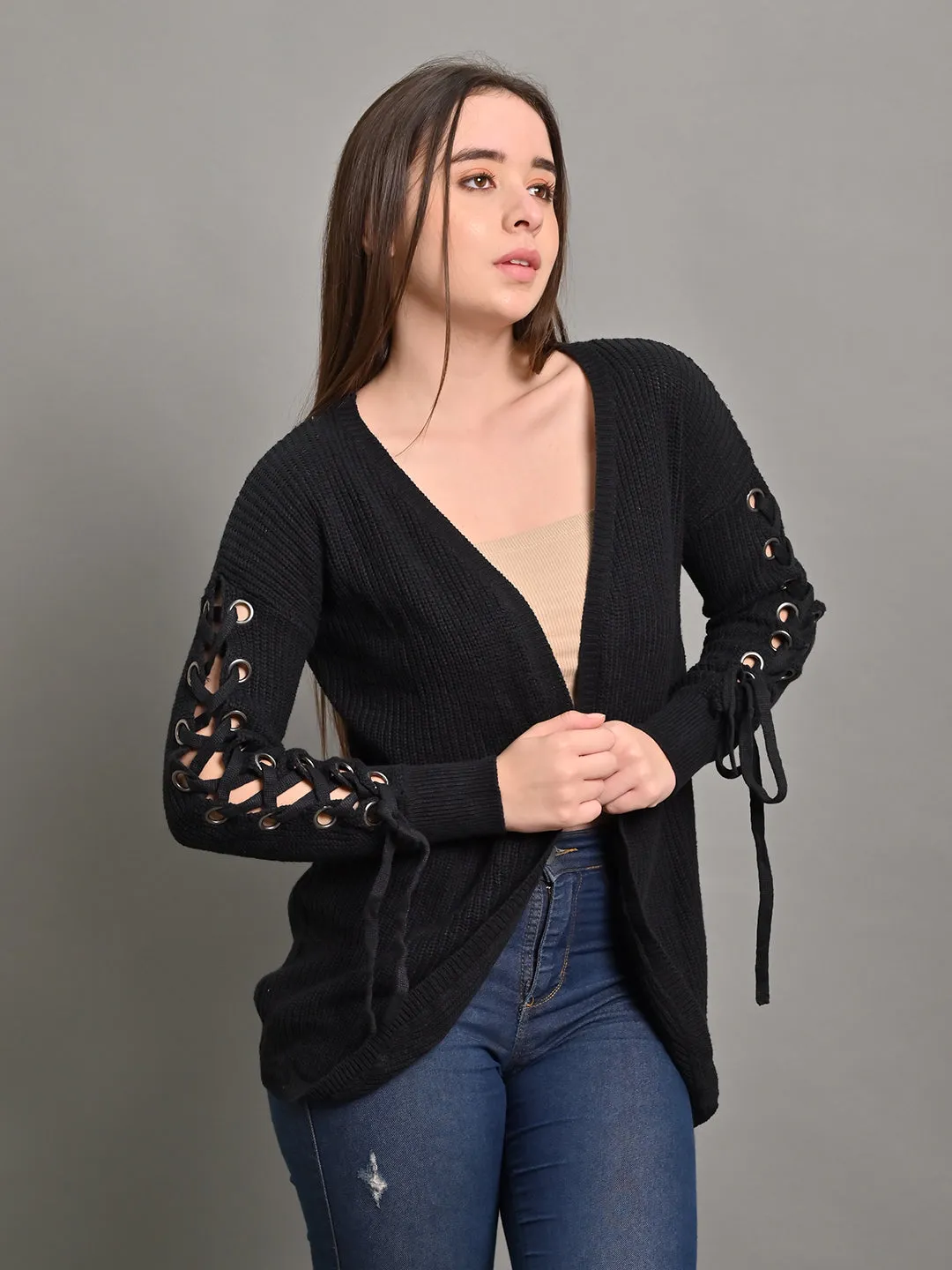 Women Black Cardigan Shrug