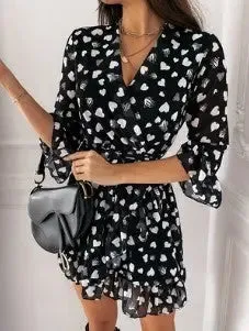 Women Elegant Long Sleeve Printed Dress