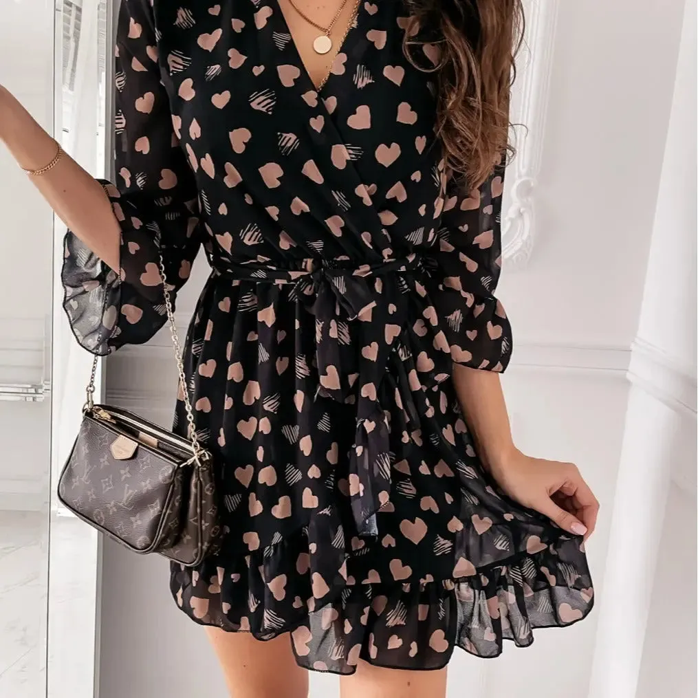 Women Elegant Long Sleeve Printed Dress