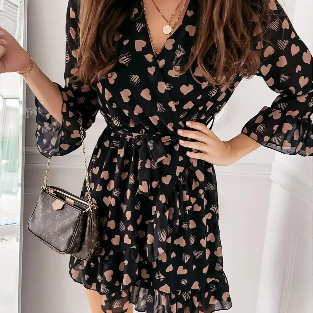 Women Elegant Long Sleeve Printed Dress