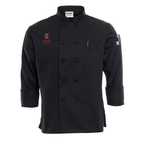 Women's Black Knot-Button Chef Coat