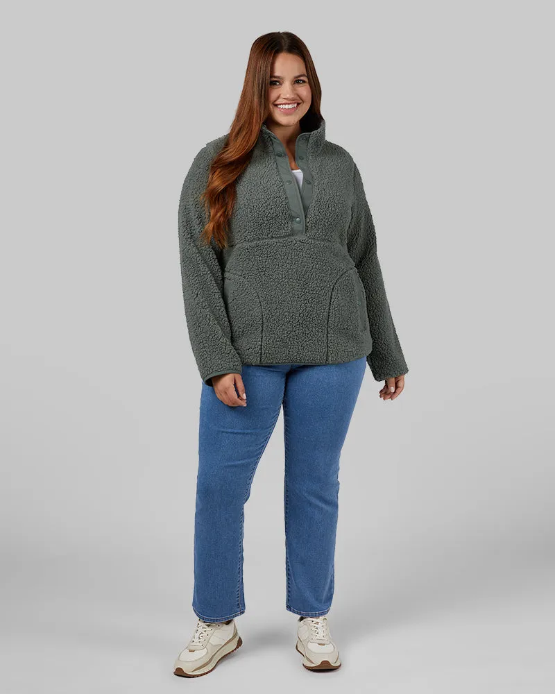 WOMEN'S COZY SHERPA SNAP MOCK TOP