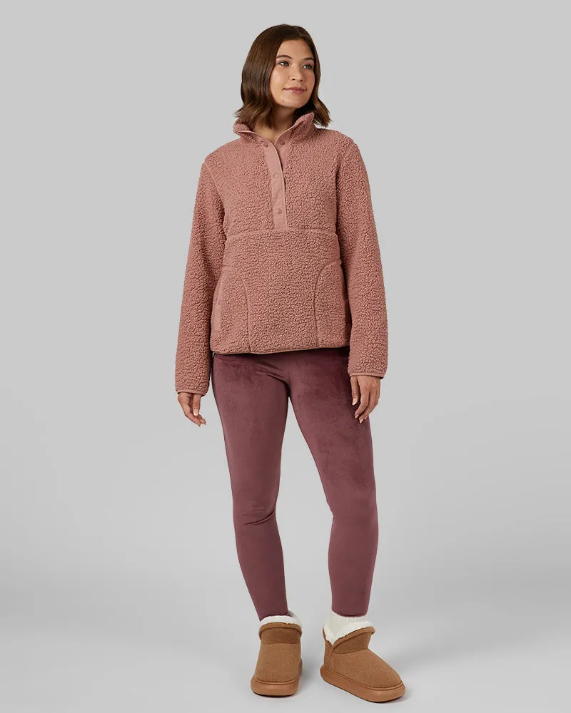 WOMEN'S COZY SHERPA SNAP MOCK TOP