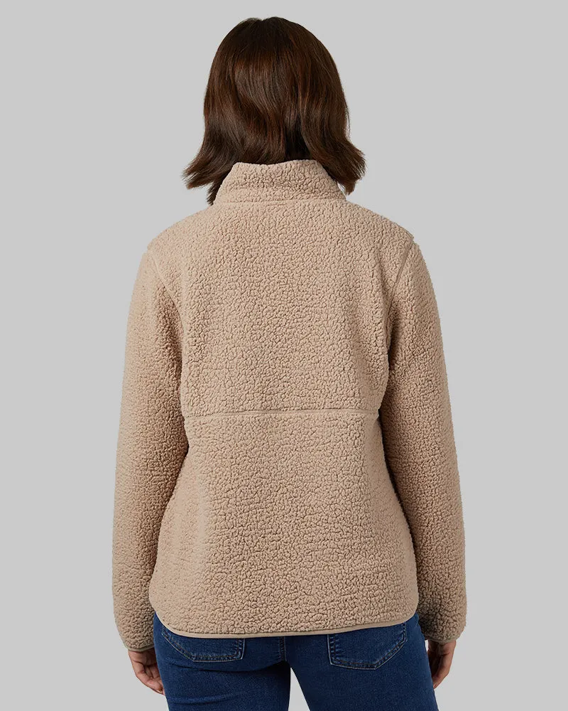 WOMEN'S COZY SHERPA SNAP MOCK TOP