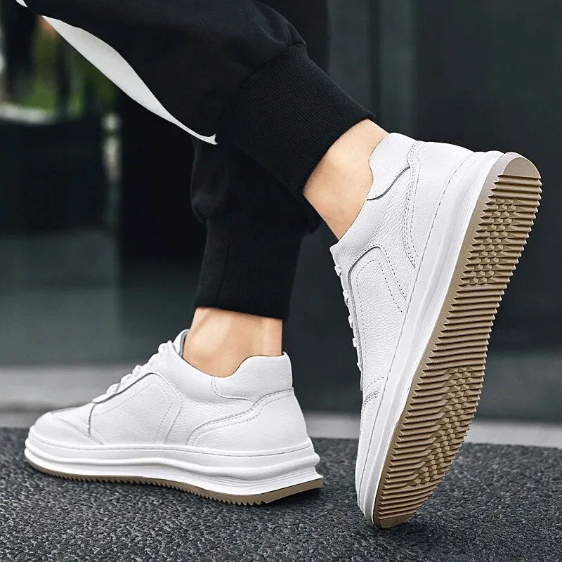 Xituodai  New Cow Leather Men Casual Shoes Fashion Sneakers Men Shoes Genuine Leather White Shoes