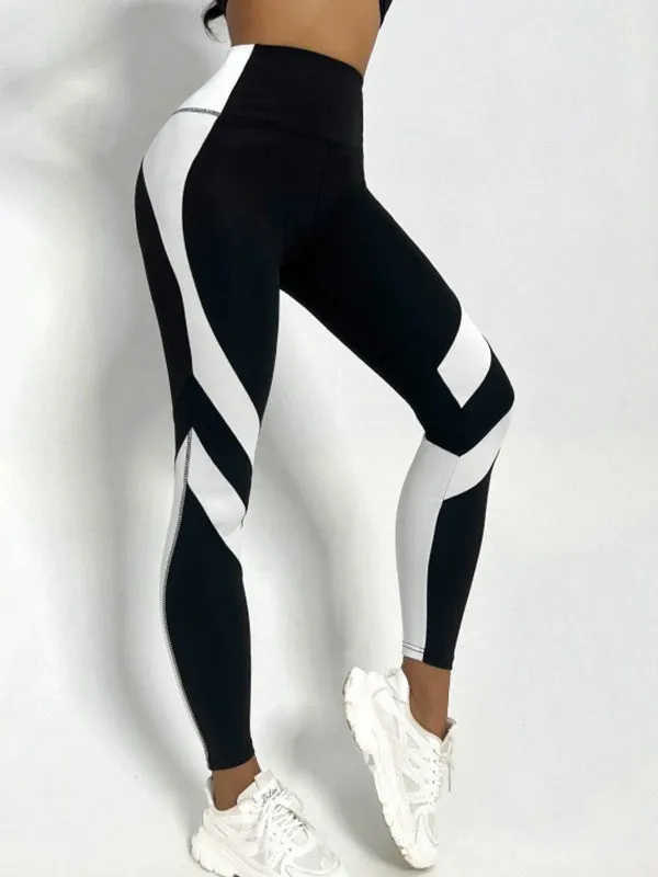 ZASUWA Female Contrast Color Stripes Heart-Shape Leggings