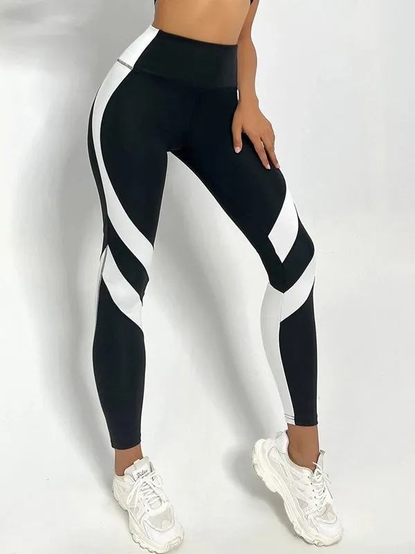 ZASUWA Female Contrast Color Stripes Heart-Shape Leggings